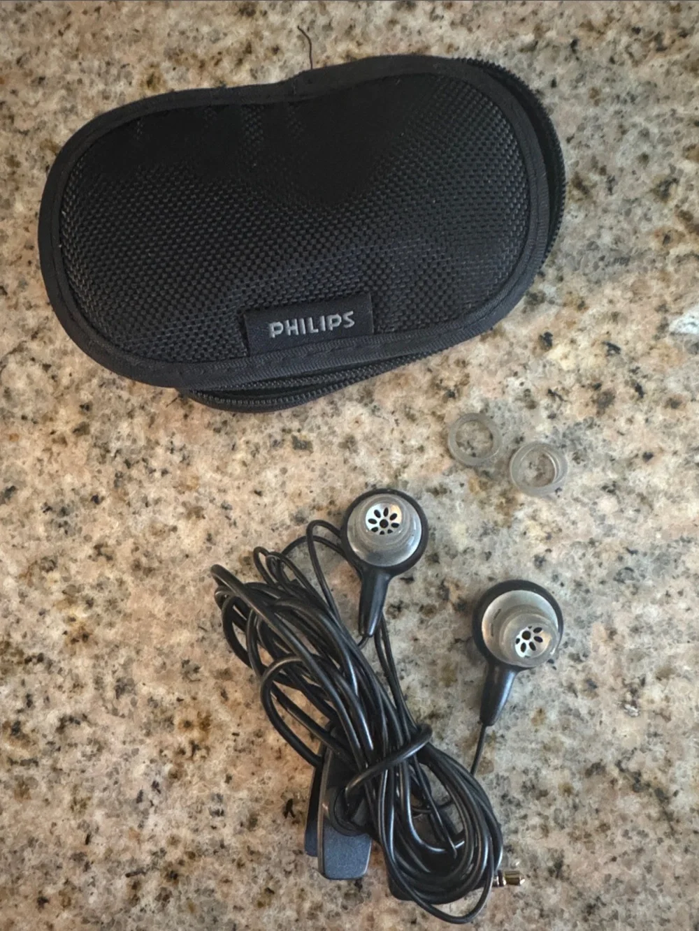 Philips Black Earbuds with Carrying Case - Portable In-Ear Headphones